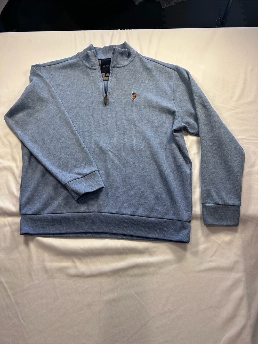 Polo by Ralph Lauren Light Blue V-Neck Quarter-Zip Sweatshirt